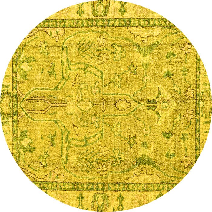 Round Oriental Yellow Traditional Rug, abs4934yw