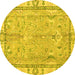 Round Oriental Yellow Traditional Rug, abs4934yw