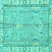 Square Oriental Turquoise Traditional Rug, abs4934turq