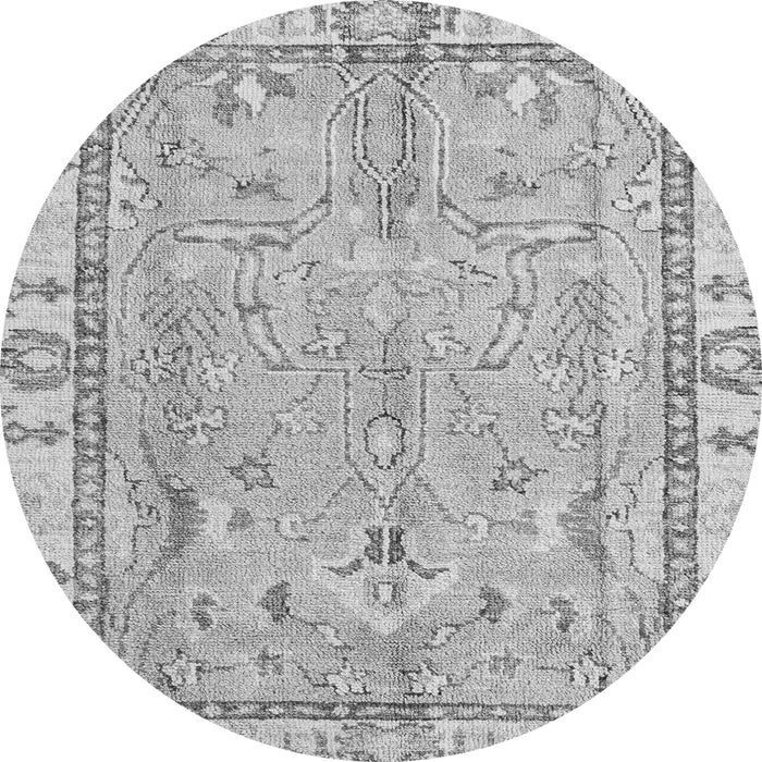 Round Machine Washable Oriental Gray Traditional Rug, wshabs4934gry