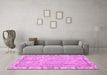 Machine Washable Oriental Pink Traditional Rug in a Living Room, wshabs4934pnk