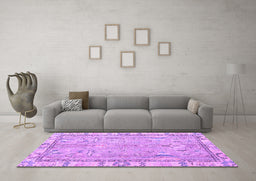 Machine Washable Oriental Purple Traditional Area Rugs in a Living Room, wshabs4934pur