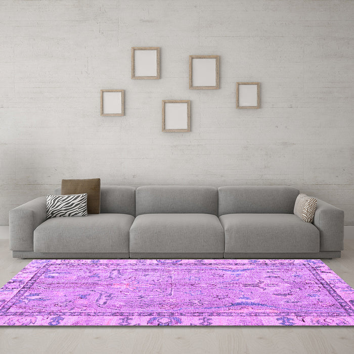 Machine Washable Oriental Purple Traditional Area Rugs in a Living Room, wshabs4934pur