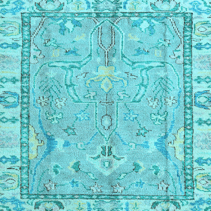 Square Oriental Light Blue Traditional Rug, abs4934lblu