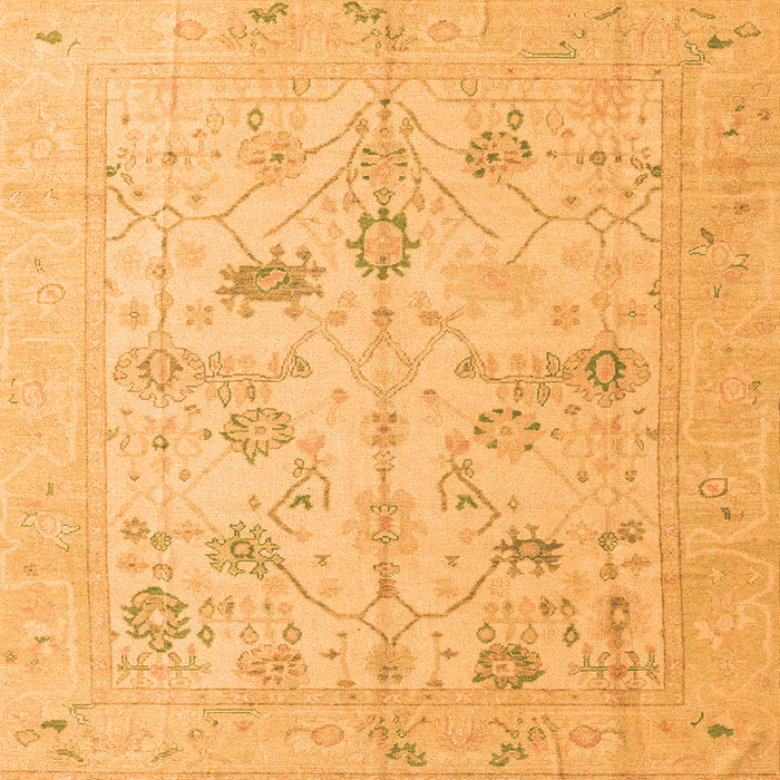 Square Machine Washable Oriental Orange Traditional Area Rugs, wshabs4935org