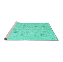Sideview of Machine Washable Oriental Turquoise Traditional Area Rugs, wshabs4935turq