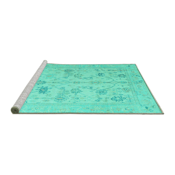 Sideview of Machine Washable Oriental Turquoise Traditional Area Rugs, wshabs4935turq