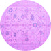 Round Machine Washable Oriental Purple Traditional Area Rugs, wshabs4935pur