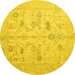 Round Oriental Yellow Traditional Rug, abs4935yw