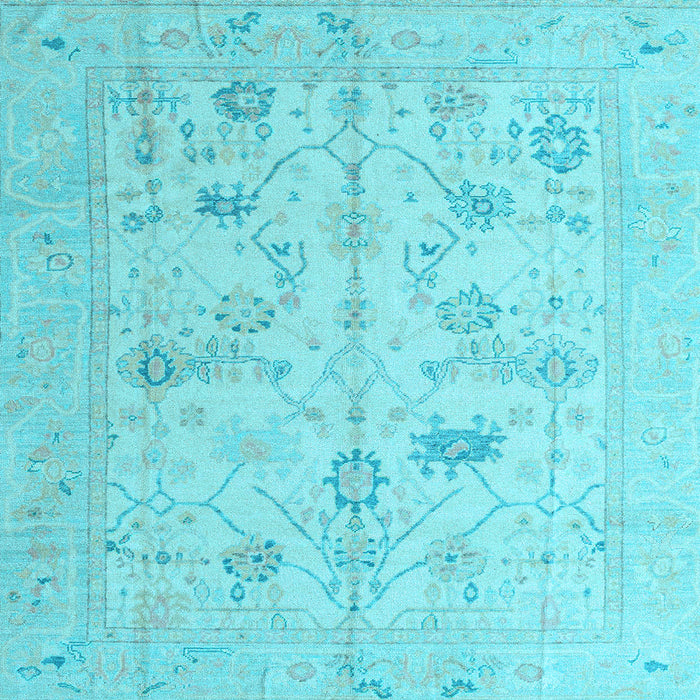 Square Oriental Light Blue Traditional Rug, abs4935lblu