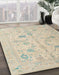 Abstract Desert Sand Beige Oriental Rug in Family Room, abs4935