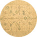 Round Oriental Brown Traditional Rug, abs4935brn