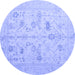 Round Oriental Blue Traditional Rug, abs4935blu