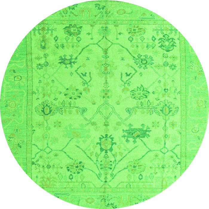 Round Machine Washable Oriental Green Traditional Area Rugs, wshabs4935grn