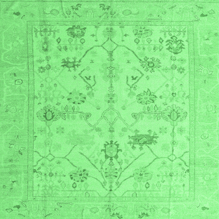 Square Machine Washable Oriental Emerald Green Traditional Area Rugs, wshabs4935emgrn