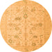 Round Oriental Orange Traditional Rug, abs4935org