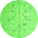 Round Oriental Green Traditional Rug, abs4935grn