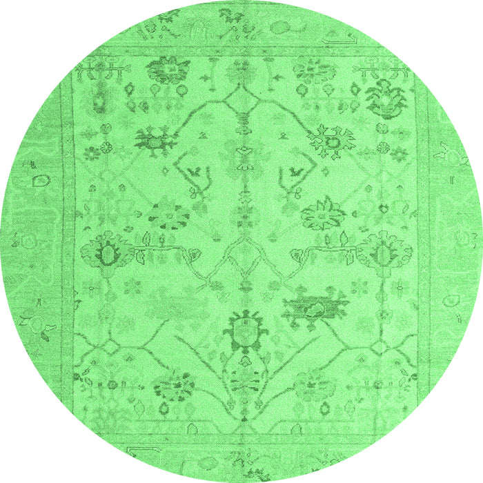 Round Oriental Emerald Green Traditional Rug, abs4935emgrn
