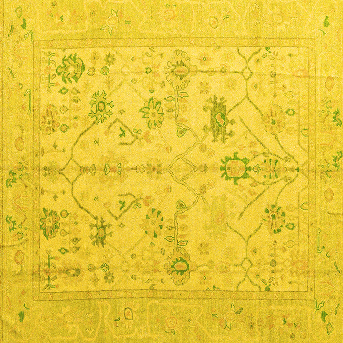 Square Machine Washable Oriental Yellow Traditional Rug, wshabs4935yw