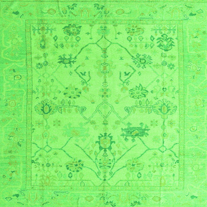 Square Oriental Green Traditional Rug, abs4935grn