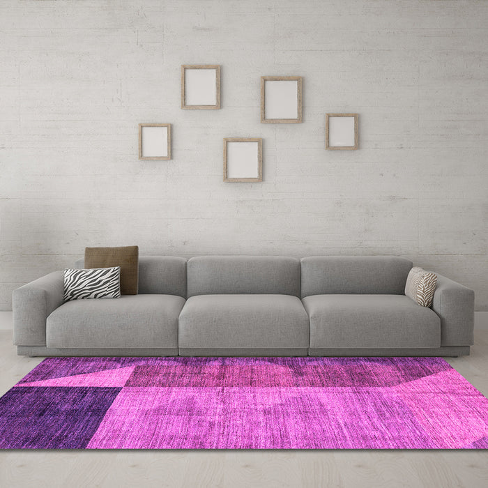 Machine Washable Abstract Pink Modern Rug in a Living Room, wshabs4936pnk