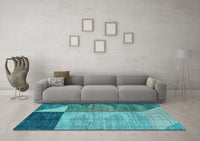 Machine Washable Abstract Light Blue Modern Rug, wshabs4936lblu