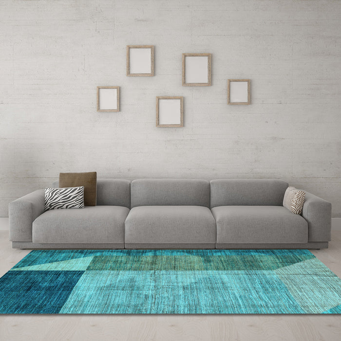 Machine Washable Abstract Light Blue Modern Rug in a Living Room, wshabs4936lblu