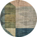 Round Abstract Gray Modern Rug, abs4936