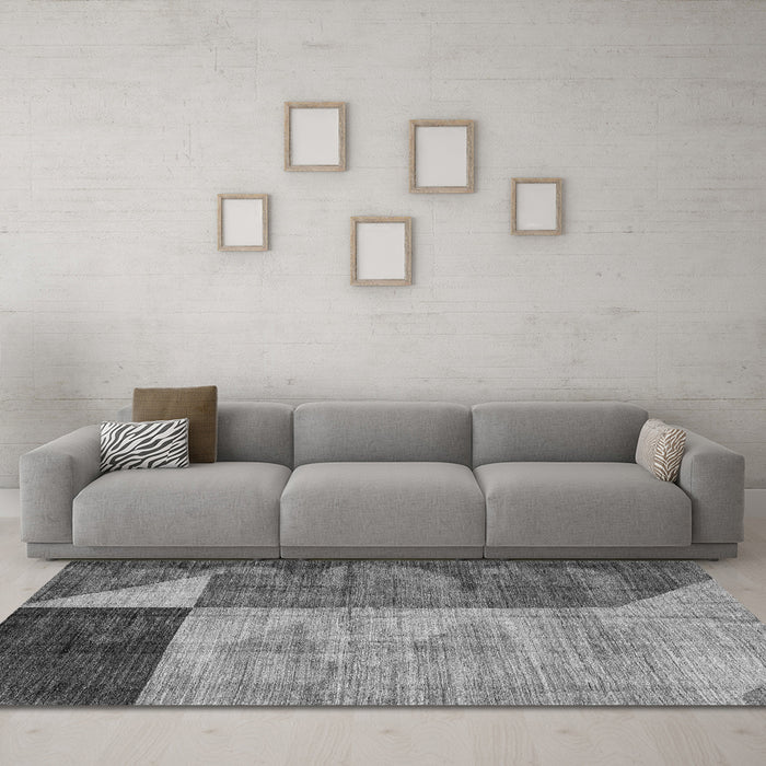 Machine Washable Abstract Gray Modern Rug in a Living Room,, wshabs4936gry