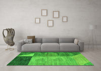 Machine Washable Abstract Green Modern Rug, wshabs4936grn