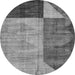 Round Machine Washable Abstract Gray Modern Rug, wshabs4936gry