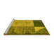 Sideview of Machine Washable Abstract Yellow Modern Rug, wshabs4936yw