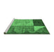 Sideview of Machine Washable Abstract Emerald Green Modern Area Rugs, wshabs4936emgrn