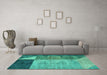 Machine Washable Abstract Turquoise Modern Area Rugs in a Living Room,, wshabs4936turq