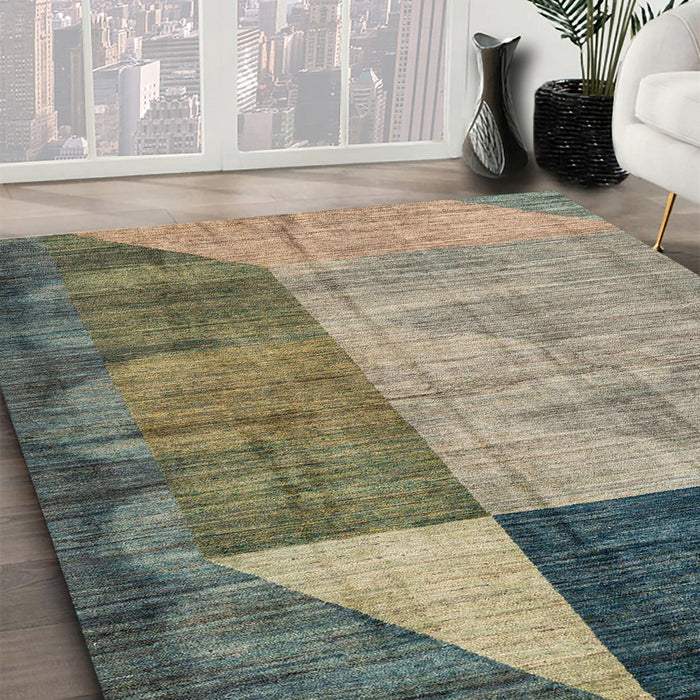 Abstract Gray Modern Rug in Family Room, abs4936