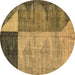 Round Abstract Brown Modern Rug, abs4936brn