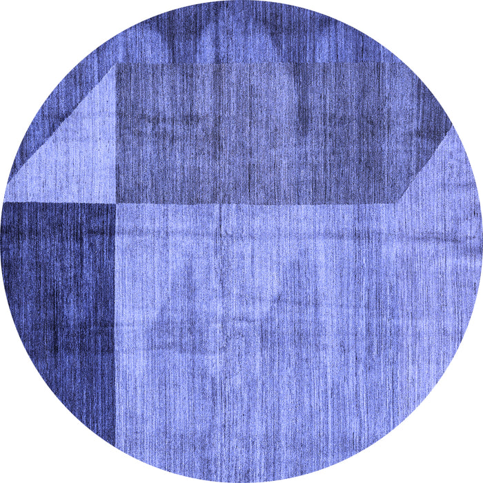 Round Abstract Blue Modern Rug, abs4936blu