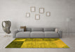 Machine Washable Abstract Yellow Modern Rug in a Living Room, wshabs4936yw