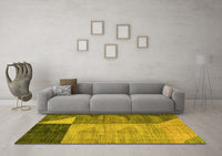 Machine Washable Abstract Yellow Modern Rug, wshabs4936yw