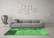 Machine Washable Abstract Emerald Green Modern Area Rugs in a Living Room,, wshabs4936emgrn