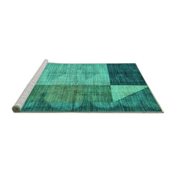 Sideview of Machine Washable Abstract Turquoise Modern Area Rugs, wshabs4936turq
