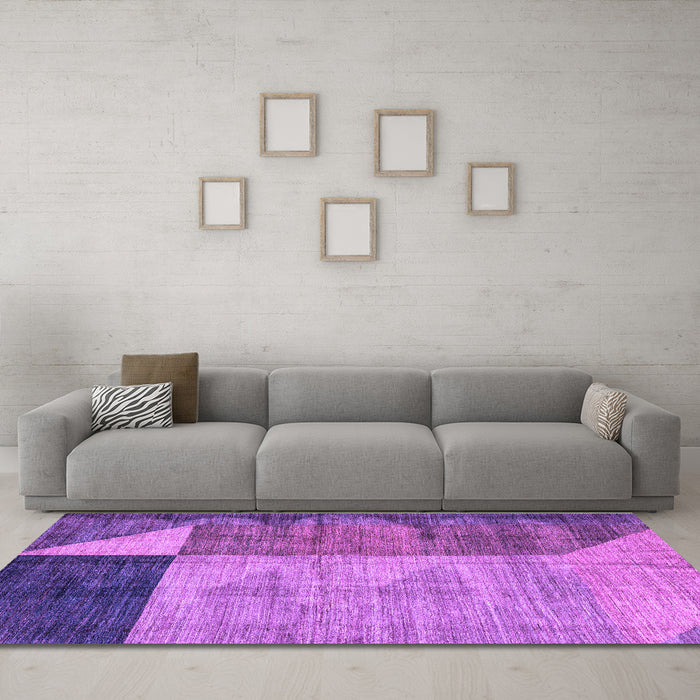 Machine Washable Abstract Purple Modern Area Rugs in a Living Room, wshabs4936pur