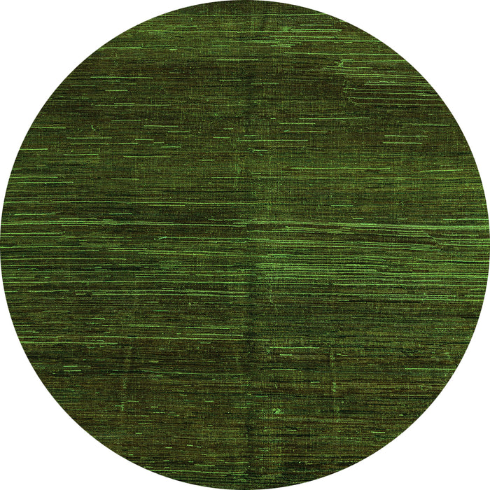 Round Machine Washable Abstract Green Modern Area Rugs, wshabs4937grn