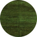 Round Machine Washable Abstract Green Modern Area Rugs, wshabs4937grn