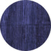 Round Machine Washable Abstract Blue Modern Rug, wshabs4937blu