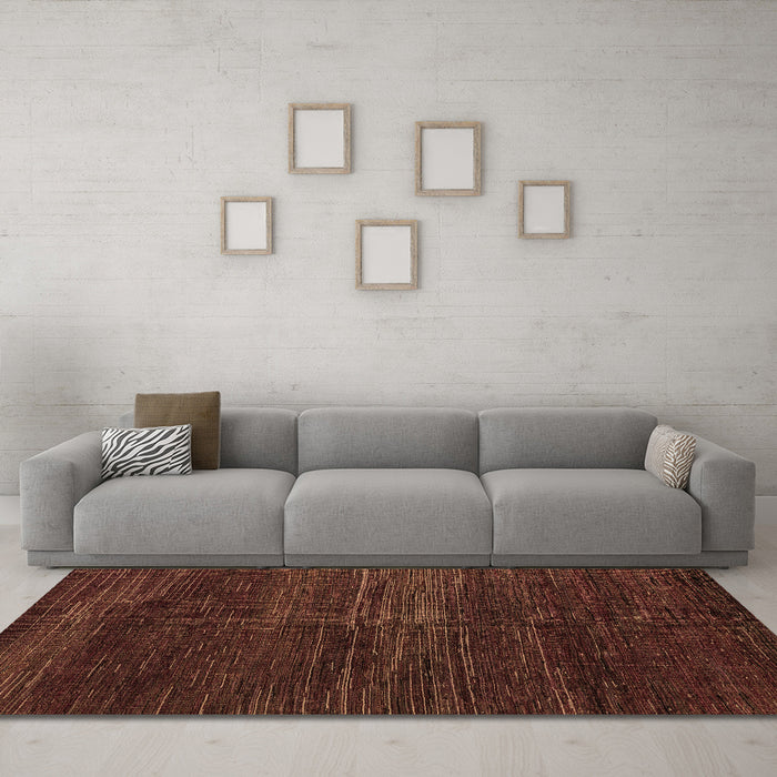 Machine Washable Abstract Brown Modern Rug in a Living Room,, wshabs4937brn