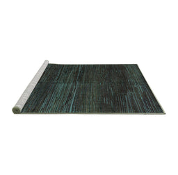 Sideview of Machine Washable Abstract Turquoise Modern Area Rugs, wshabs4937turq