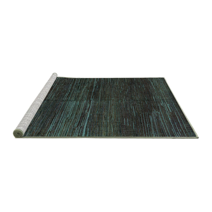 Sideview of Machine Washable Abstract Turquoise Modern Area Rugs, wshabs4937turq