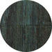 Round Abstract Turquoise Modern Rug, abs4937turq