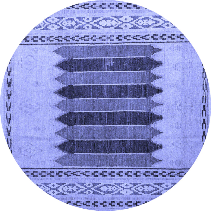 Round Abstract Blue Modern Rug, abs4938blu
